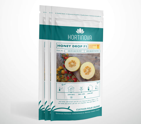 HONEY DROPS F1 - semences de mini-melon hybride pour patio et petits jardins,